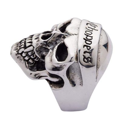 แหวนเงินแท้ 925 กะโหลก Deadcity Choppers หน้าวงมุมก้ม