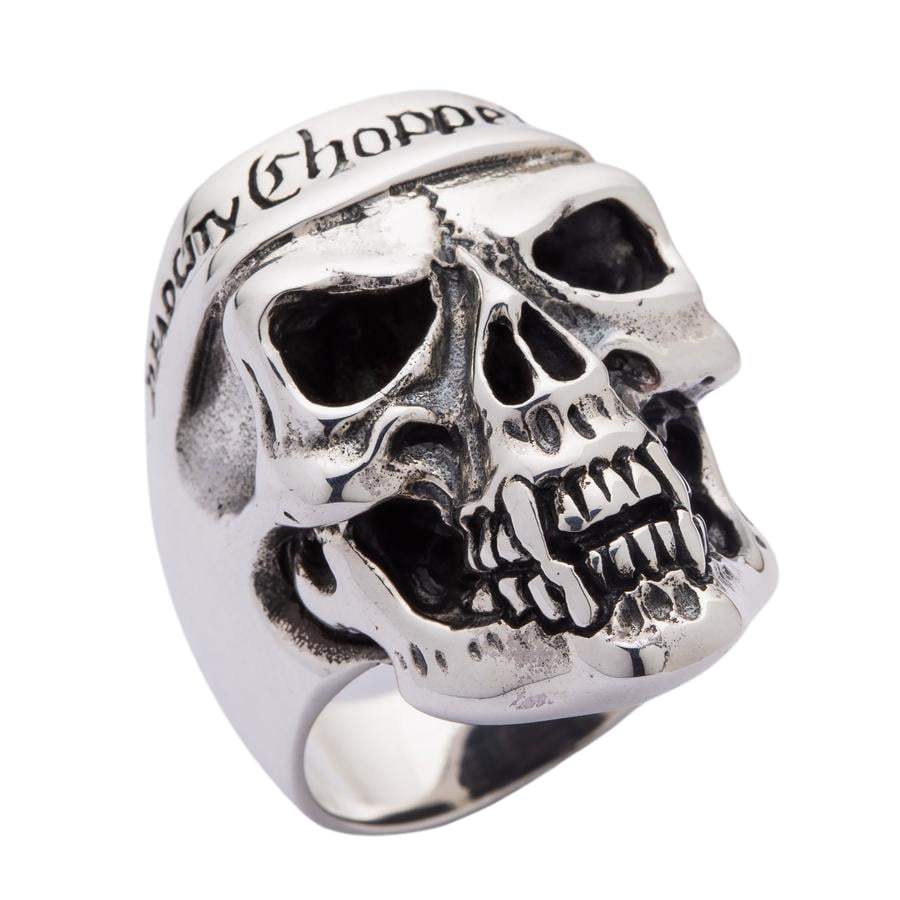 แหวนเงินแท้ 925 กะโหลก Deadcity Choppers มุมเฉียงบนพื้นขาว