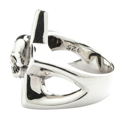 แหวนดาวกะโหลกเงินแท้ 925 บ่าฉลุ ด้านข้างและรอยประทับ 925