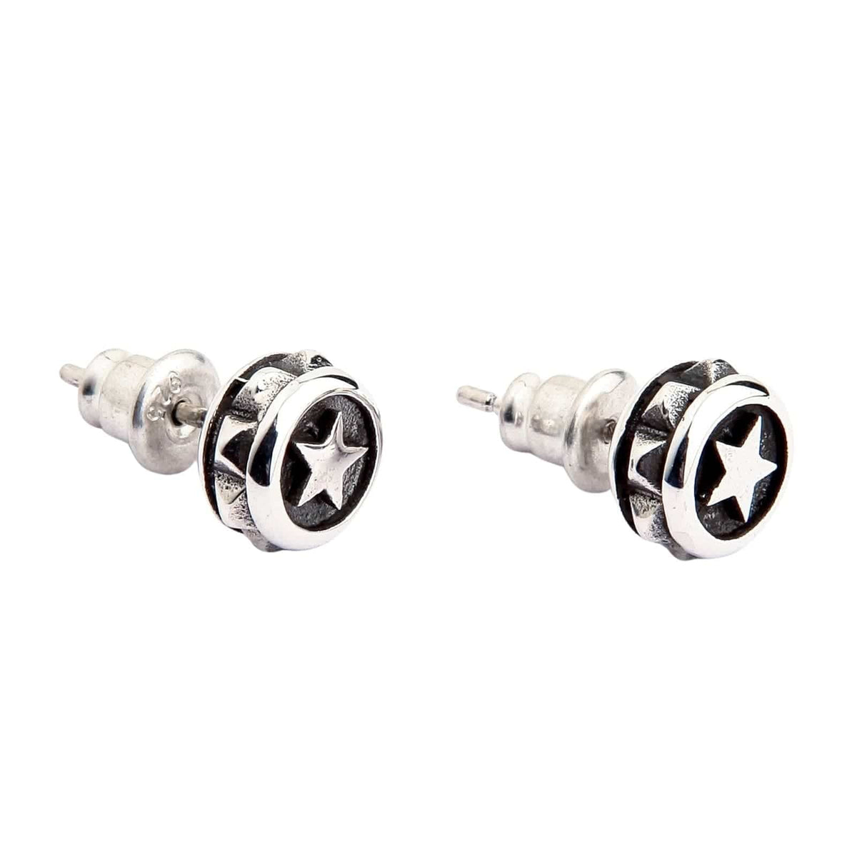 ต่างหูดาววงกลมเงินแท้ 925 แบบติดหู — คู่ต่างหูในมุมต่ำ เห็นขอบ