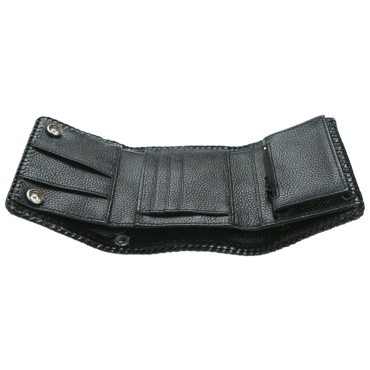 กระเป๋าสตางค์หนังงูลายธรรมชาติพับสามตอน กระเป๋ากางสามตอน แสดงช่องบัตรและช่องซิป