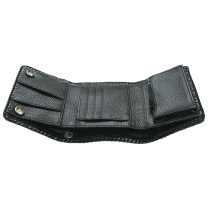 กระเป๋าสตางค์หนังงูลายธรรมชาติพับสามตอน กระเป๋ากางสามตอน แสดงช่องบัตรและช่องซิป