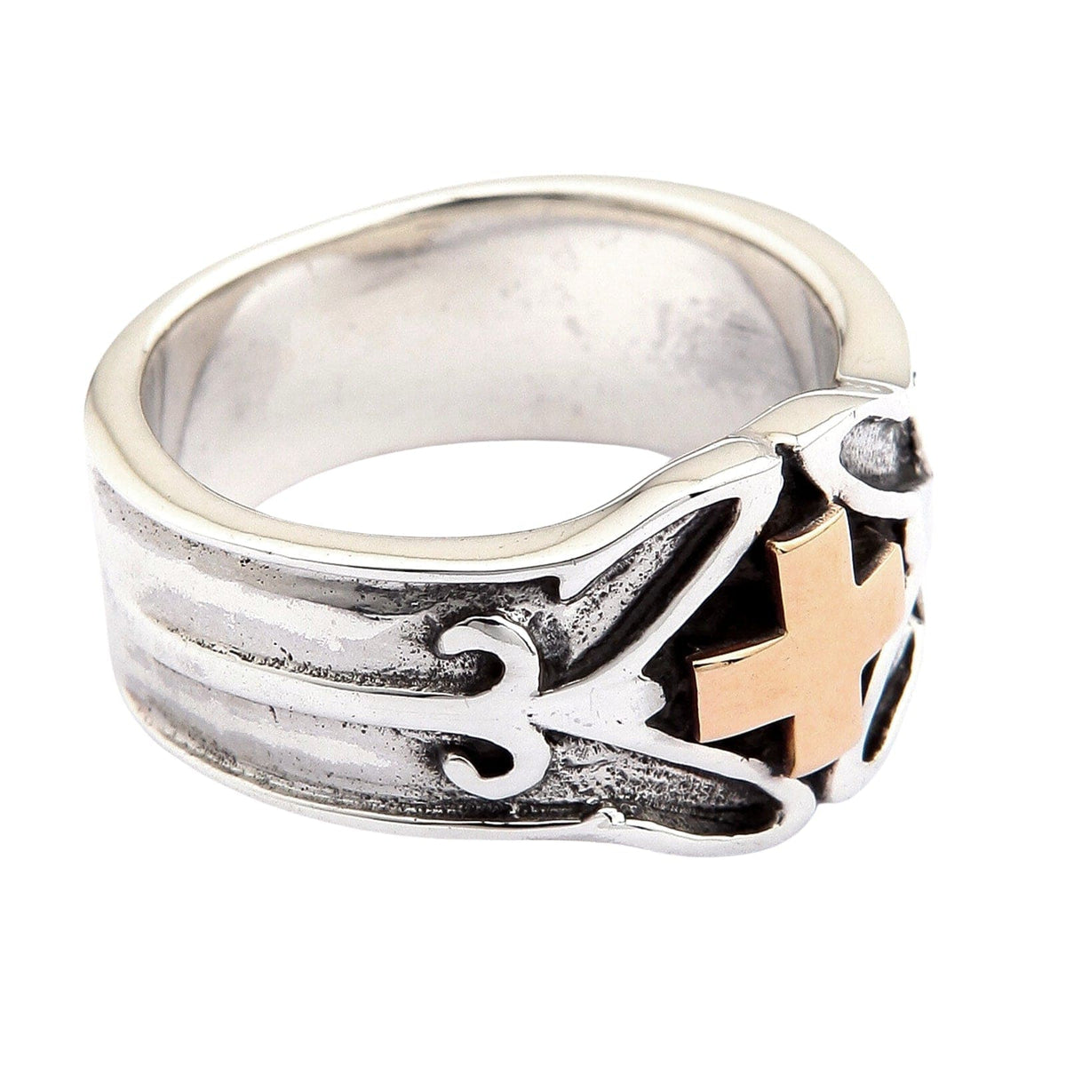 แหวนเงินแท้ 925 กางเขนเคลติกชุบทอง 14K มุมด้านข้างอีกฝั่ง
