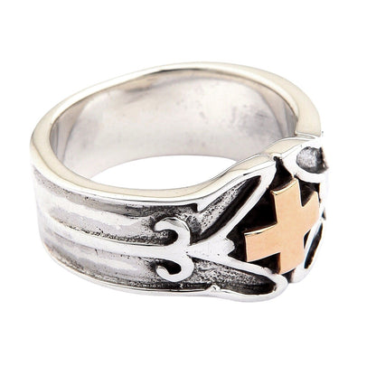 แหวนเงินแท้ 925 กางเขนเคลติกชุบทอง 14K มุมด้านข้างอีกฝั่ง