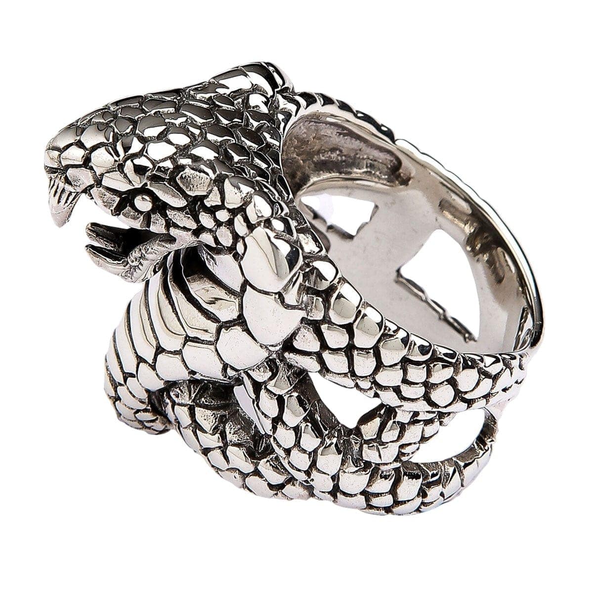 แหวนเงินแท้ 925 งูจงอาง แผ่แม่เบี้ย มุมด้านข้างอีกฝั่ง