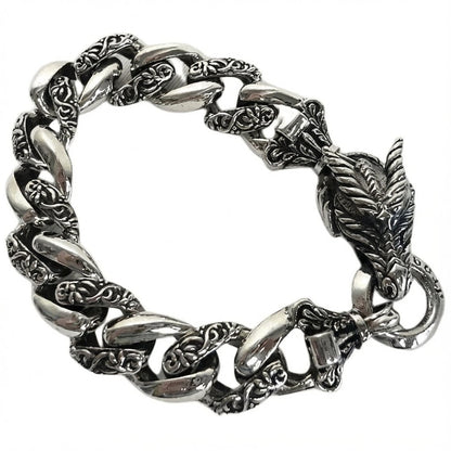 สร้อยข้อมือหัวมังกร Rider เงินแท้ 925 ภาพสร้อยข้อมือเปิดตัวล็อก