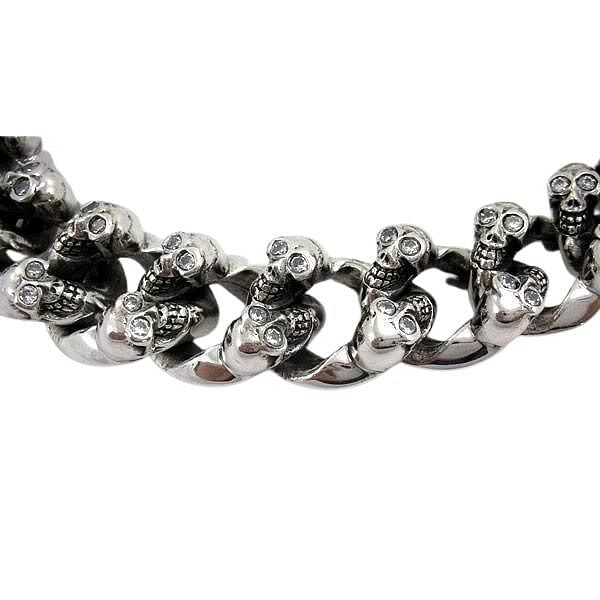 สร้อยข้อมือกะโหลกตาใสเงินแท้ 925 ภาพรายละเอียดข้อสร้อย