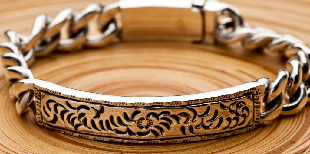สร้อยข้อมือแผ่นลายดอกไม้เงินแท้ 925 ภาพรายละเอียดลวดลายระยะใกล้