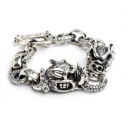 สร้อยข้อมือหัวหมูป่าเงินแท้ 925 ภาพจัดวางสร้อยข้อมือเป็นวง