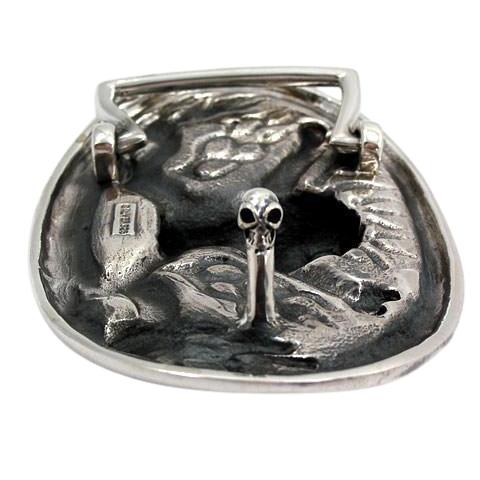 หัวเข็มขัดกะโหลกกางเขน Fire Skull เงินแท้ 925 ภาพด้านหลัง
