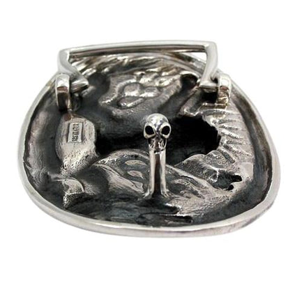 หัวเข็มขัดกะโหลกกางเขน Fire Skull เงินแท้ 925 ภาพด้านหลัง