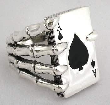 แหวนไพ่โพธิ์ดำ มือกะโหลก เงินแท้ .925