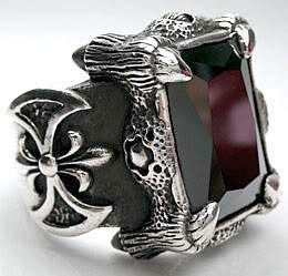 แหวนเงินแท้ แต่งพลอยดำ cz ดีไซน์กรงเล็บ