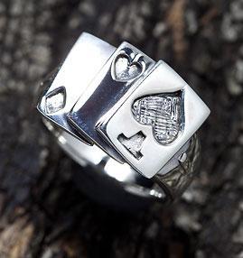 แหวนเงินแท้ ไพ่โพธิ์ดำ