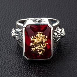 แหวนเงินแท้ ดีไซน์สิงโตทอง