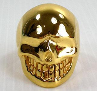 แหวนเงินแท้ กะโหลกเมทัลลิกสีทอง