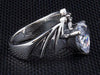 แหวนเงินแท้ พลอยขาว cz ดีไซน์หัวใจ Diamond Heart Bat Wings Ring