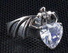 แหวนเงินแท้ พลอยขาว cz ดีไซน์หัวใจ Diamond Heart Bat Wings Ring
