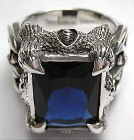 แหวนเงินแท้ พลอยน้ำเงินแซพไฟร์ ดีไซน์กรงเล็บ Big Sapphire Rings