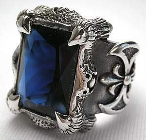 แหวนเงินแท้ พลอยน้ำเงินแซพไฟร์ ดีไซน์กรงเล็บ Big Sapphire Rings