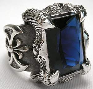 แหวนเงินแท้ พลอยน้ำเงินแซพไฟร์ ดีไซน์กรงเล็บ Big Sapphire Rings