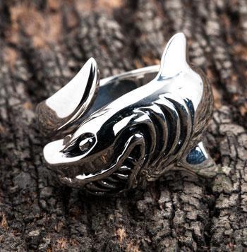 แหวนเงินแท้ ปลาฉลาม shark