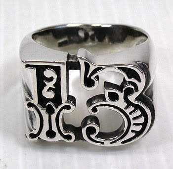 แหวนเงินแท้แกะรูปเลข 13