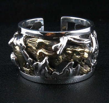 แหวนเงินแท้ฉลุลายเสือญี่ปุ่นฟรีไซส์