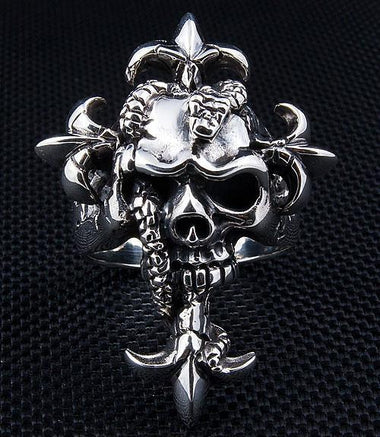 แหวนเงินแท้ดีไซน์หัวกะโหลกงูเลื้อย