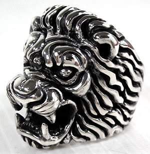 แหวนเงินแท้ดีไซน์หัวสิงโตใหญ่แกะลาย