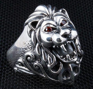 แหวนเงินแท้ดีไซน์หัวสิงโตลอร์ดตาแดง