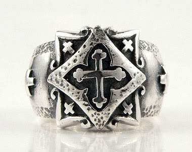 แหวนเงินแท้ดีไซน์กางเขนโล่เงิน