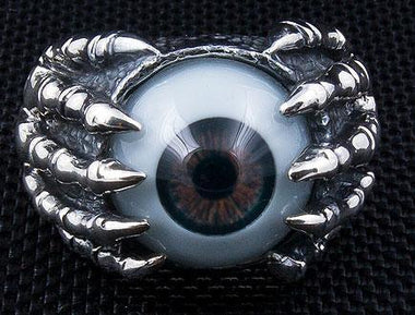 แหวนเงินแท้ดีไซน์กรงเล็บ ลูกตาสีน้ำตาล