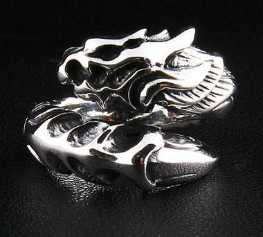 แหวนเงินแท้ดีไซน์มังกรแทททูแกะลายไฟ