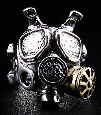 แหวนเงินแท้ดีไซน์ทหารหน้ากากแก๊ส