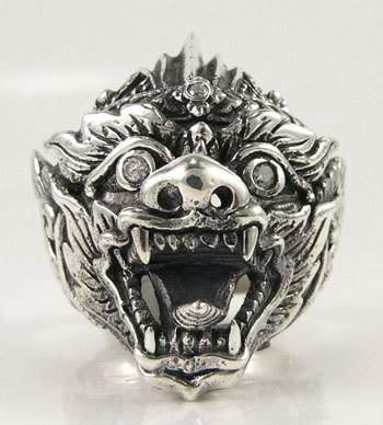 แหวนเงินแท้หัวหนุมานตาฝังพลอย