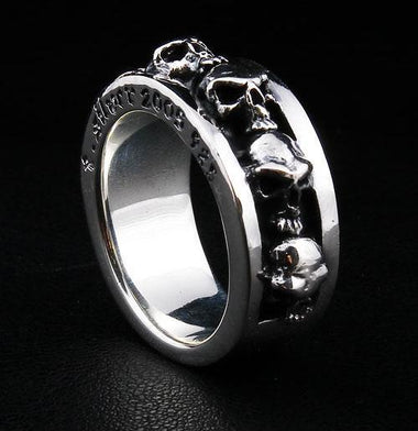 แหวนเงินแท้หัวกะโหลกรอบ