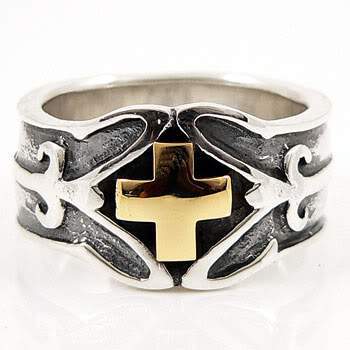 แหวนเงินแท้กางเขนทอง