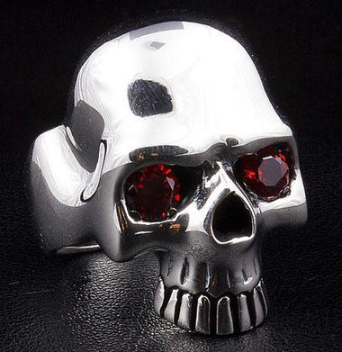 แหวนเงินแท้กะโหลกหุ่นยนต์ ตาแดง