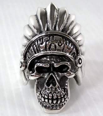 แหวนเงินแท้กะโหลกอินเดียแดง