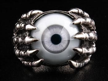 แหวนเงินเล็บลูกตาสีเทาอ่อน