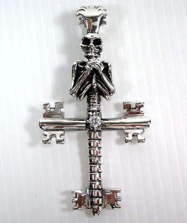 จี้เงินแท้ ดีไซน์กะโหลกตรึงบนกางเขน