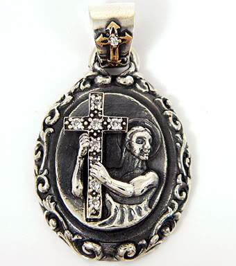 จี้เงินแท้ ดีไซน์พระแม่มารีถือกางเขน
