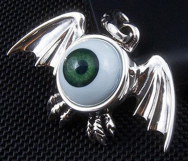 จี้เงินแท้ ดีไซน์ปีกปีศาจตาเขียว
