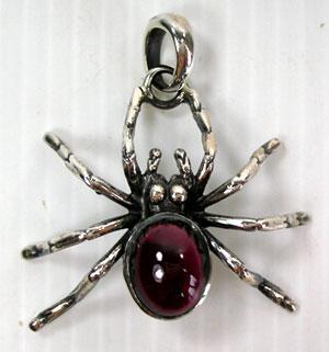 จี้เงินแท้ดีไซน์แมงมุมฝังพลอยแดง