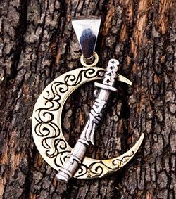 จี้เงินแท้ดีไซน์ดาบพาดพระจันทร์ รหัส 3322