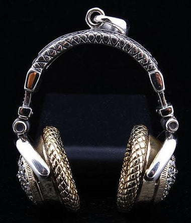 จี้เงินแท้ดีไซน์หูฟังฝังพลอย