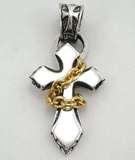 จี้เงินแท้ดีไซน์กางเขนคล้องห่วงทองเล็ก