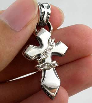 จี้เงินแท้ดีไซน์กางเขนคล้องโซ่เล็ก