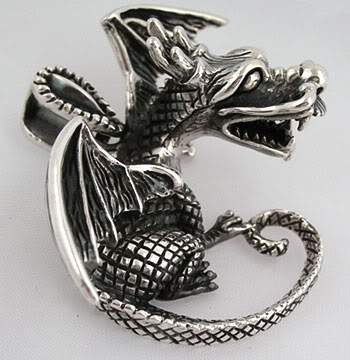 จี้เงินแท้ดีไซน์มังกรในเทพนิยาย